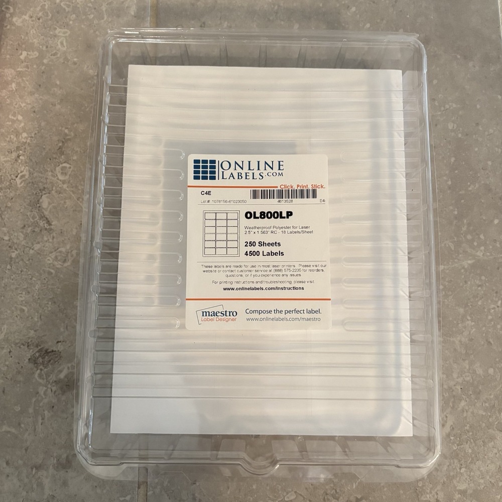 Online Labels 2.5" By 1.563" Weatherproof Polyester Laser Labels OL800LP (2200) - Picture 2 of 2